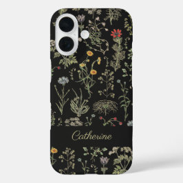 Funda iPhone 16 Elegante nombre de flores silvestres de época botá