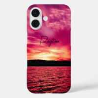 Elegante Nombre Personalizado Agua Atardecer Puest