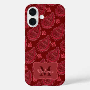 Funda iPhone 16 Elegante Ornate Burgundy Paisley Pattern