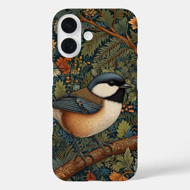 Funda iPhone 16 Elegante pájaro del bosque retro  (Reverso )