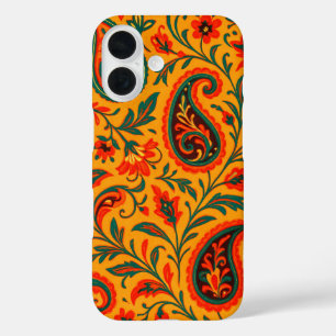Funda iPhone 16 Elegante patrón floral de cachemira