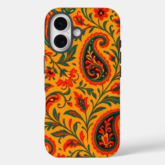 Funda iPhone 16 Elegante patrón floral de paisley (Reverso )