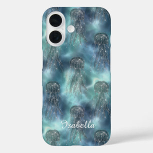 Funda iPhone 16 Elegante Personalizado Náutico Brillante Azul Océa
