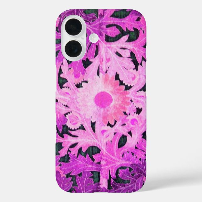 Funda iPhone 16 ELEGANTE PURPLE DAISY Hojas Florales (Reverso )
