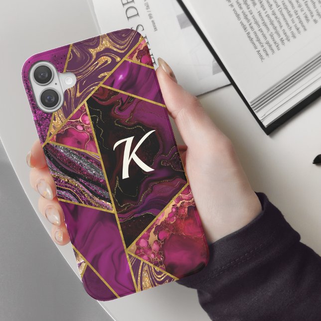 Funda iPhone 16 Elegante purpurina rosa dorado púrpura chica (Subido por el creador)