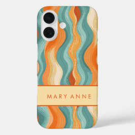 Funda iPhone 16 Elegante rayas verticales onduladas retro
