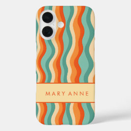 Funda iPhone 16 Elegante rayas verticales onduladas retro