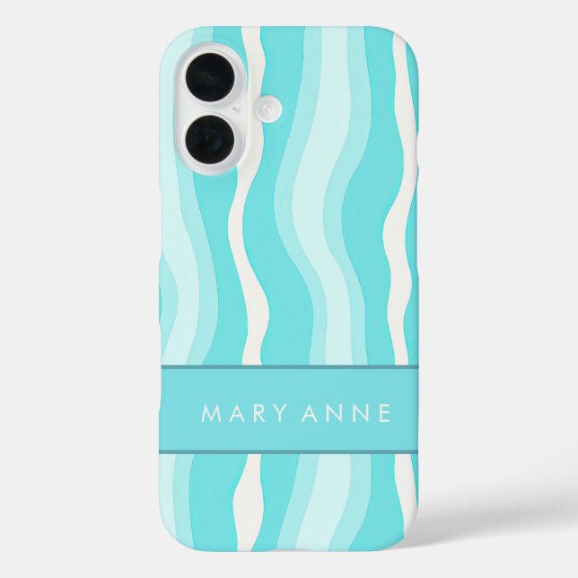 Funda iPhone 16 Elegante rayas verticales onduladas retro (Reverso )