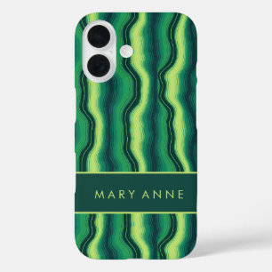 Funda iPhone 16 Elegante rayas verticales onduladas retro