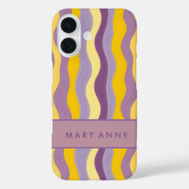 Funda iPhone 16 Elegante rayas verticales onduladas retro