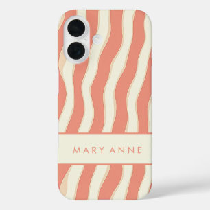 Funda iPhone 16 Elegante rayas verticales onduladas retro
