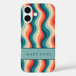 Funda iPhone 16 Elegante rayas verticales onduladas retro