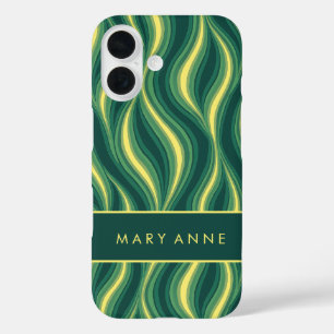 Funda iPhone 16 Elegante rayas verticales onduladas retro