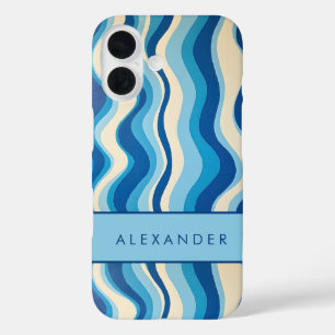 Funda iPhone 16 Elegante rayas verticales onduladas retro