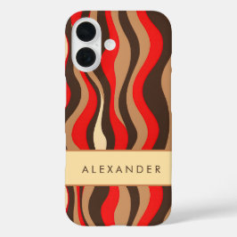 Funda iPhone 16 Elegante rayas verticales onduladas retro