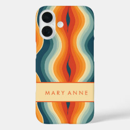 Funda iPhone 16 Elegante rayas verticales onduladas retro