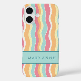 Funda iPhone 16 Elegante rayas verticales onduladas retro