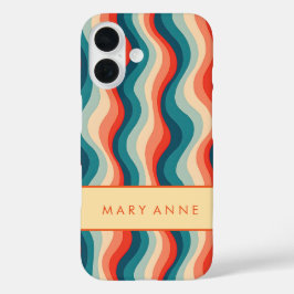 Funda iPhone 16 Elegante rayas verticales onduladas retro