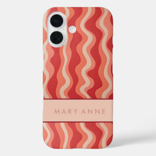Funda iPhone 16 Elegante rayas verticales onduladas retro