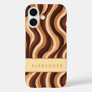 Funda iPhone 16 Elegante rayas verticales onduladas retro