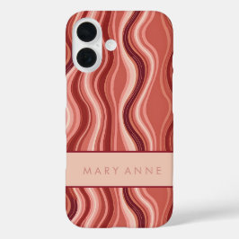 Funda iPhone 16 Elegante rayas verticales onduladas retro