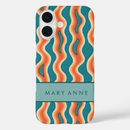 Funda iPhone 16 Elegante rayas verticales onduladas retro