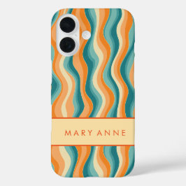Funda iPhone 16 Elegante rayas verticales onduladas retro
