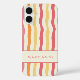 Funda iPhone 16 Elegante rayas verticales onduladas retro