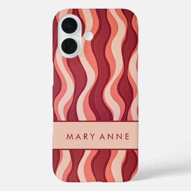 Funda iPhone 16 Elegante rayas verticales onduladas retro (Reverso )