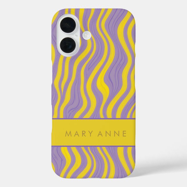 Funda iPhone 16 Elegante rayas verticales onduladas retro (Reverso )