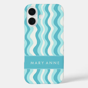 Funda iPhone 16 Elegante rayas verticales onduladas retro