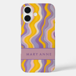 Funda iPhone 16 Elegante rayas verticales onduladas retro