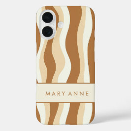 Funda iPhone 16 Elegante rayas verticales onduladas retro