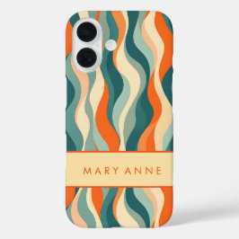 Funda iPhone 16 Elegante rayas verticales onduladas retro