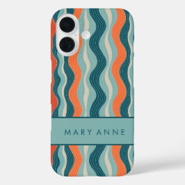 Funda iPhone 16 Elegante rayas verticales onduladas retro
