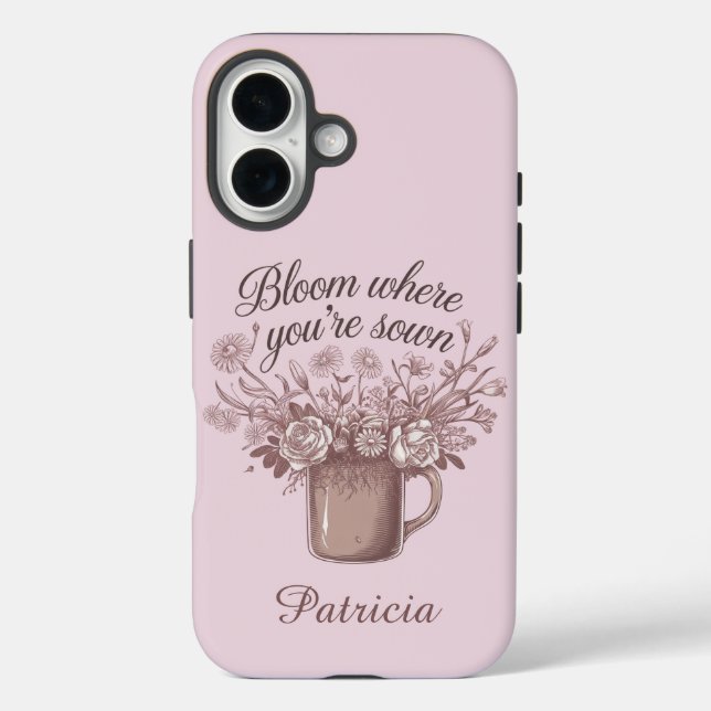 Funda iPhone 16 Elegante rosa floral (Reverso )