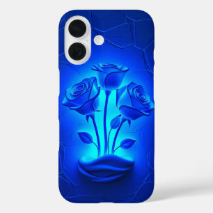 Funda iPhone 16 Elegante Rosas Azul de Medianoche Funda-Mate iPhon