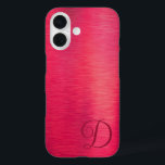 Funda iPhone 16 Elegante Script Monograma Magenta Metálico<br><div class="desc">Estuche monogramado magenta rosa para teléfono celular metalico oscuro rosa con su elección de estilos de fuente y colores (se muestra con un elegante tipo de letra de caligrafía en magenta oscuro). OPCIONES: El ejemplo se muestra en el modelo iPhone 14 y en el estilo funda Barely There: en la...</div>