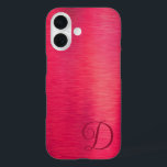 Funda iPhone 16 Elegante Script Monograma Magenta Metálico<br><div class="desc">Estuche monogramado magenta rosa para teléfono celular metalico oscuro rosa con su elección de estilos de fuente y colores (se muestra con un elegante tipo de letra de caligrafía en magenta oscuro). OPCIONES: El ejemplo se muestra en el modelo iPhone 14 y en el estilo funda Barely There: en la...</div>