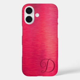 Funda iPhone 16 Elegante Script Monograma Magenta Metálico