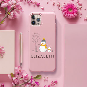 Funda iPhone 16 Elegante Snowman Viajes de vacaciones rosa claro