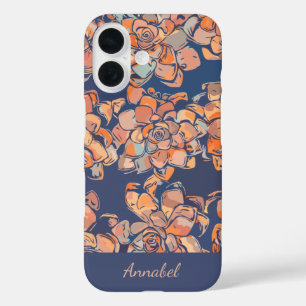 Funda iPhone 16 Elegante Suculento Floral Nombre personalizado Nav
