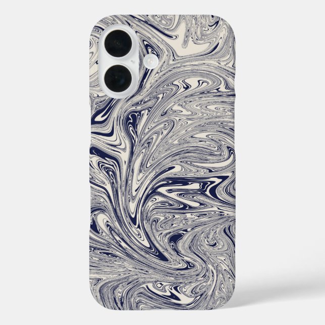 Funda iPhone 16 Elegante Swift De Mármol Azul Y Blanco (Reverso )