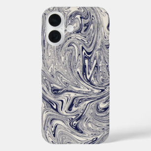 Funda iPhone 16 Elegante Swift De Mármol Azul Y Blanco