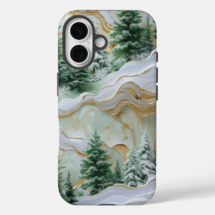 Funda iPhone 16 Elegante tierra de invierno con árboles cubiertos 