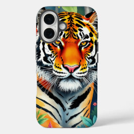 Funda iPhone 16 Elegante tigre salvaje colorido pintura acuarela