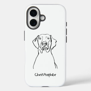 Funda iPhone 16 Elegante Weimaraner: Tu texto, tu estilo