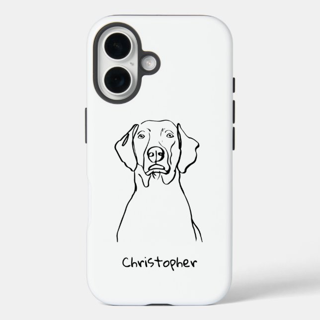 Funda iPhone 16 Elegante Weimaraner: Tu texto, tu estilo (Reverso )