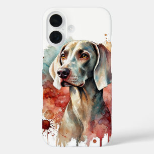 Funda iPhone 16 Elegante Weimaraner Watercolor