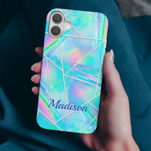 Funda iPhone 16 Elegante y elegante geométrico holográfico